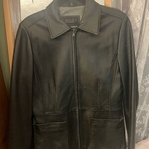Reilly Olmes Soft Black Leather blazer jacket lined zip up y2k M